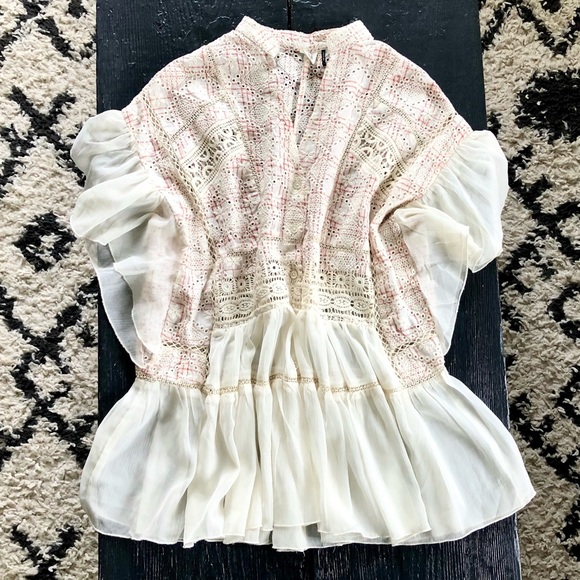 Anthropologie Akemi + Kin Boho Eyelet Ruffle Top - Picture 2 of 13